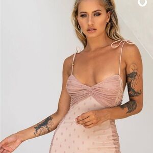 Elegant Bambi ruched Polka Dot Dress